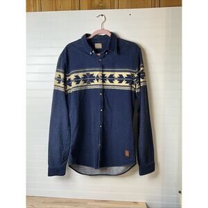 Men's Large Scotch and Soda Shirt Flannel Aztec Southwestern Blue Cowboy Rodeo